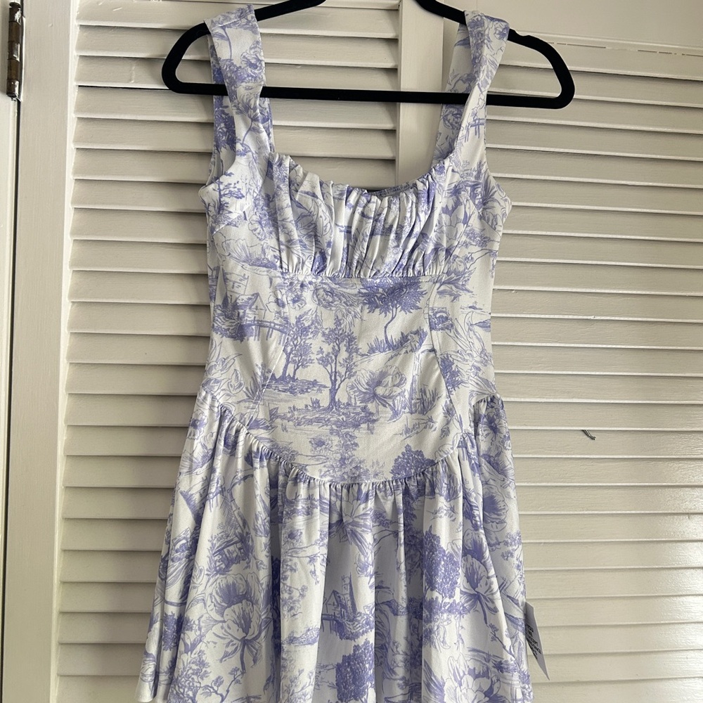 ASOS Petite White Dress with Light Lavender Print
